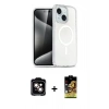 MARSİLYAN™- iPhone 14 Kılıf Nova Asil Prime - Siyah Buffer Cam Ekran Koruyucu + PVD Metal Kamera Lens - TU
