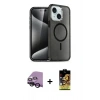 MARSİLYAN™- iPhone 14 Kılıf Nova Asil Prime - Siyah Buffer Cam Ekran Koruyucu + Raze Metal Kamera Lens - SH