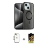 MARSİLYAN™- iPhone 14 Kılıf Nova Asil Prime - Siyah Buffer Cam Ekran Koruyucu + Shine Kamera Lens - GD