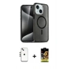 MARSİLYAN™- iPhone 14 Kılıf Nova Asil Prime - Siyah Buffer Cam Ekran Koruyucu + Shine Kamera Lens - GS