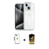 MARSİLYAN™- iPhone 14 Kılıf Nova Asil Prime - Siyah Buffer Cam Ekran Koruyucu + Shine Kamera Lens - GS