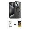MARSİLYAN™- iPhone 14 Kılıf Nova Asil Prime - Siyah Buffer Cam Ekran Koruyucu + Shine Kamera Lens - YL