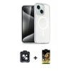 MARSİLYAN™- iPhone 14 Kılıf Nova Asil Prime - Siyah Buffer Cam Ekran Koruyucu + PVD Metal Kamera Lens - SH
