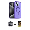 MARSİLYAN™- iPhone 14 Kılıf Nova Asil Prime - Siyah Buffer Cam Ekran Koruyucu + PVD Metal Kamera Lens - SH
