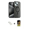 MARSİLYAN™- iPhone 14 Kılıf Nova Asil Prime - Siyah Buffer Cam Ekran Koruyucu + Diamond Kamera Lens - YL