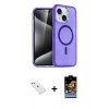 MARSİLYAN™- iPhone 14 Kılıf Nova Asil Prime - Siyah Buffer Hayalet Cam Ekran Koruyucu + Diamond Kamera Lens - PE