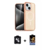 MARSİLYAN™- iPhone 14 Kılıf Nova Asil Prime - Siyah Buffer Hayalet Cam Ekran Koruyucu + Mavi PVD Metal Kamera Lens