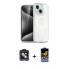 MARSİLYAN™- iPhone 14 Kılıf Nova Asil Prime - Siyah Buffer Hayalet Cam Ekran Koruyucu + PVD Metal Kamera Lens - SH