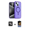 MARSİLYAN™- iPhone 14 Kılıf Nova Asil Prime - Siyah Buffer Hayalet Cam Ekran Koruyucu + PVD Metal Kamera Lens - PE