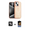 MARSİLYAN™- iPhone 14 Kılıf Nova Asil Prime - Siyah Buffer Hayalet Cam Ekran Koruyucu + PVD Metal Kamera Lens - PE