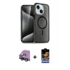 MARSİLYAN™- iPhone 14 Kılıf Nova Asil Prime - Siyah Buffer Hayalet Cam Ekran Koruyucu + Raze Metal Kamera Lens - SH