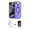 MARSİLYAN™- iPhone 14 Kılıf Nova Asil Prime - Siyah Buffer Hayalet Cam Ekran Koruyucu + Shine Kamera Lens - KI