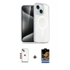 MARSİLYAN™- iPhone 14 Kılıf Nova Asil Prime - Siyah Buffer Hayalet Cam Ekran Koruyucu + Shine Kamera Lens - KI