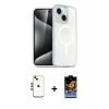 MARSİLYAN™- iPhone 14 Kılıf Nova Asil Prime - Siyah Buffer Hayalet Cam Ekran Koruyucu + Shine Kamera Lens - GD