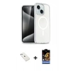 MARSİLYAN™- iPhone 14 Kılıf Nova Asil Prime - Siyah Buffer Hayalet Cam Ekran Koruyucu + Diamond Kamera Lens - SABE