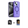 MARSİLYAN™- iPhone 14 Kılıf Nova Asil Prime - Siyah Buffer Hayalet Cam Ekran Koruyucu + PVD Metal Kamera Lens - TU