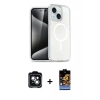 MARSİLYAN™- iPhone 14 Kılıf Nova Asil Prime - Siyah Buffer Hayalet Cam Ekran Koruyucu + PVD Metal Kamera Lens - YL