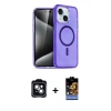 MARSİLYAN™- iPhone 14 Kılıf Nova Asil Prime - Siyah Buffer Hayalet Cam Ekran Koruyucu + PVD Metal Kamera Lens - YL