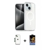 MARSİLYAN™- iPhone 14 Kılıf Nova Asil Prime - Siyah Buffer Hayalet Cam Ekran Koruyucu + Shine Kamera Lens - YL