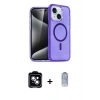 MARSİLYAN™- iPhone 14 Kılıf Nova Asil Prime - Siyah Joko Magic 5D Cam + Mavi PVD Metal Kamera Lens