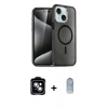 MARSİLYAN™- iPhone 14 Kılıf Nova Asil Prime - Siyah Joko Magic 5D Cam + Mavi PVD Metal Kamera Lens