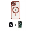 MARSİLYAN™- iPhone 14 Kılıf Nova Işık Özel Seri - Şeffaf 360 Full Body Arka Koruyucu + PVD Metal Kamera Lens - GS