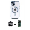 MARSİLYAN™- iPhone 14 Kılıf Nova Işık Özel Seri - Şeffaf 360 Full Body Arka Koruyucu + PVD Metal Kamera Lens - GS