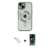 MARSİLYAN™- iPhone 14 Kılıf Nova Işık Özel Seri - Şeffaf 360 Full Body Arka Koruyucu + Diamond Kamera Lens - KI