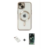 MARSİLYAN™- iPhone 14 Kılıf Nova Işık Özel Seri - Şeffaf 360 Full Body Arka Koruyucu + Diamond Kamera Lens - KI