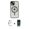 MARSİLYAN™- iPhone 14 Kılıf Nova Işık Özel Seri - Şeffaf 360 Full Body Arka Koruyucu + Shine Kamera Lens - KI