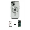 MARSİLYAN™- iPhone 14 Kılıf Nova Işık Özel Seri - Şeffaf 360 Full Body Arka Koruyucu + Shine Kamera Lens - KI
