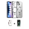 MARSİLYAN™- iPhone 14 Kılıf Nova Işık Özel Seri - Şeffaf 360 Full Body Arka Koruyucu + Shine Kamera Lens - KI