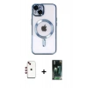 MARSİLYAN™- iPhone 14 Kılıf Nova Işık Özel Seri - Şeffaf 360 Full Body Arka Koruyucu + Shine Kamera Lens - KI