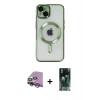 MARSİLYAN™- iPhone 14 Kılıf Nova Işık Özel Seri - Şeffaf 360 Full Body Arka Koruyucu + Mor Raze Metal Kamera Lens