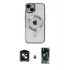 MARSİLYAN™- iPhone 14 Kılıf Nova Işık Özel Seri - Şeffaf 360 Full Body Arka Koruyucu + PVD Metal Kamera Lens - YL