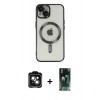 MARSİLYAN™- iPhone 14 Kılıf Nova Işık Özel Seri - Şeffaf 360 Full Body Arka Koruyucu + PVD Metal Kamera Lens - YL