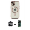 MARSİLYAN™- iPhone 14 Kılıf Nova Işık Özel Seri - Şeffaf 360 Full Body Arka Koruyucu + PVD Metal Kamera Lens - YL