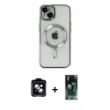 MARSİLYAN™- iPhone 14 Kılıf Nova Işık Özel Seri - Şeffaf 360 Full Body Arka Koruyucu + PVD Metal Kamera Lens - MI