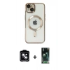 MARSİLYAN™- iPhone 14 Kılıf Nova Işık Özel Seri - Şeffaf 360 Full Body Arka Koruyucu + PVD Metal Kamera Lens - MI