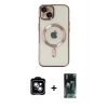 MARSİLYAN™- iPhone 14 Kılıf Nova Işık Özel Seri - Şeffaf 360 Full Body Arka Koruyucu + PVD Metal Kamera Lens - MI