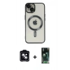 MARSİLYAN™- iPhone 14 Kılıf Nova Işık Özel Seri - Şeffaf 360 Full Body Arka Koruyucu + PVD Metal Kamera Lens - MI
