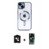MARSİLYAN™- iPhone 14 Kılıf Nova Işık Özel Seri - Şeffaf 360 Full Body Arka Koruyucu + PVD Metal Kamera Lens - TU