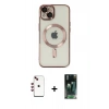 MARSİLYAN™- iPhone 14 Kılıf Nova Işık Özel Seri - Şeffaf 360 Full Body Arka Koruyucu + Shine Kamera Lens - KI