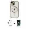 MARSİLYAN™- iPhone 14 Kılıf Nova Işık Özel Seri - Şeffaf 360 Full Body Arka Koruyucu + Shine Kamera Lens - KI