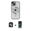MARSİLYAN™- iPhone 14 Kılıf Nova Işık Özel Seri - Şeffaf 360 Full Body Arka Koruyucu + PVD Metal Kamera Lens - SH