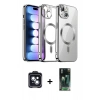 MARSİLYAN™- iPhone 14 Kılıf Nova Işık Özel Seri - Şeffaf 360 Full Body Arka Koruyucu + PVD Metal Kamera Lens - SH