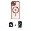 MARSİLYAN™- iPhone 14 Kılıf Nova Işık Özel Seri - Şeffaf 360 Full Body Arka Koruyucu + PVD Metal Kamera Lens - SH