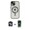 MARSİLYAN™- iPhone 14 Kılıf Nova Işık Özel Seri - Şeffaf 360 Full Body Arka Koruyucu + PVD Metal Kamera Lens - SH