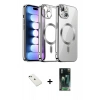 MARSİLYAN™- iPhone 14 Kılıf Nova Işık Özel Seri - Şeffaf 360 Full Body Arka Koruyucu + Yeşil Diamond Kamera Lens