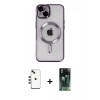 MARSİLYAN™- iPhone 14 Kılıf Nova Işık Özel Seri - Şeffaf 360 Full Body Arka Koruyucu + Shine Kamera Lens - YL